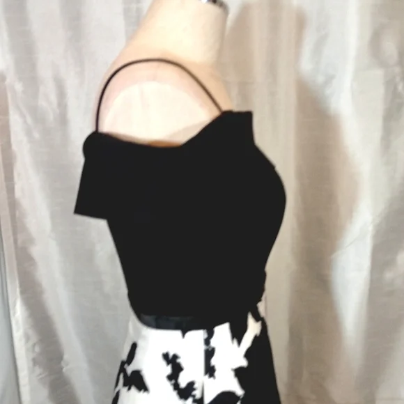 Morgan &Co Vintage Off-the-Shoulder Asym- metrical Hem, Long Dress, Black, 4-6 - Picture 9 of 14